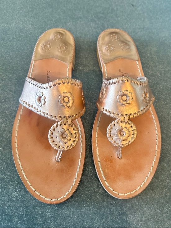 Jack Rogers Shoes - Jack Rogers Metallic Leather Thong Sandals Size 10